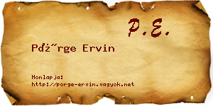 Pörge Ervin névjegykártya